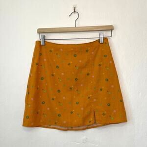 Abound – Linen Blend Orange Ditsy Floral Print Mini Skirt